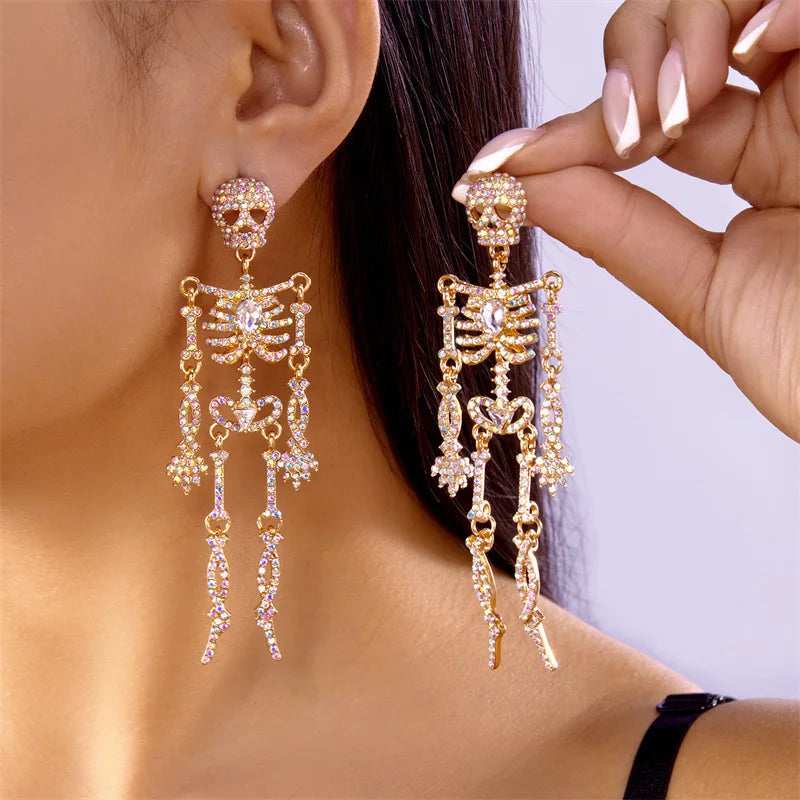 Halloween series skull earrings personalized retro exaggerated design sense women's earrings