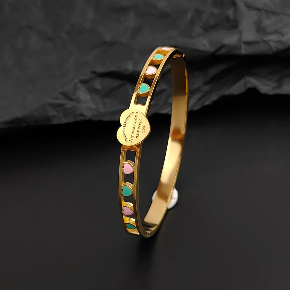 Stainless Steel Bracelet for Women Hollow Heart Bracelets Unique Design Jewelry Accessories Women's Bangles wholesale