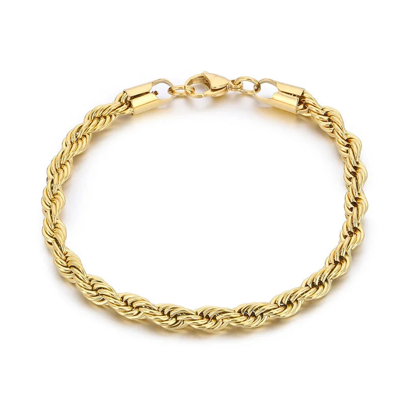 2/3/4/5MM Twisted Rope Chian Bracelet for Woman Man Hip Hop Punk Silver Color Stainless Steel Fashion Jewelry