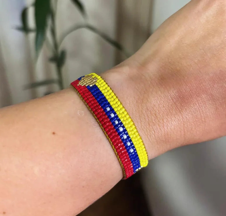Handmade Venezuela bracelet, Venezuela flag bracelet, Venezuelan jewelry，FE charm bracelet
