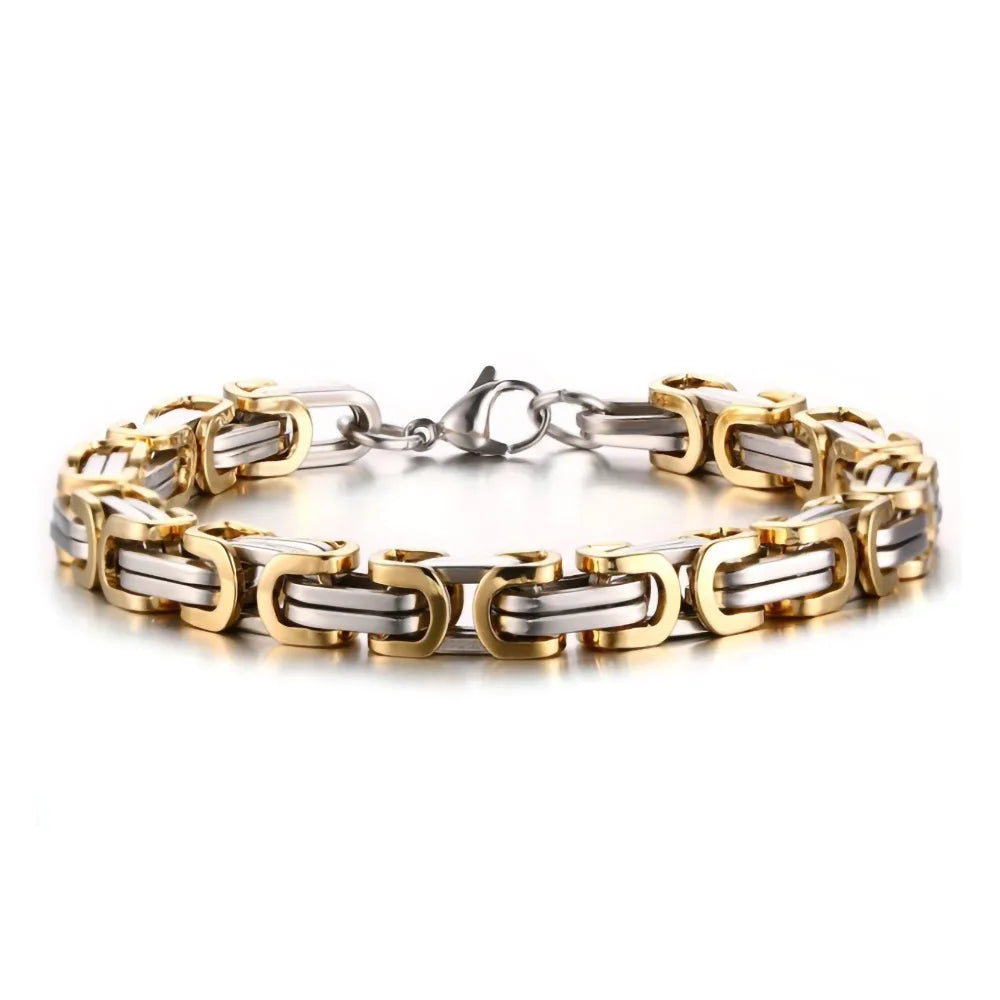 HNSP 8MM Stainless Steel Biker Motorcycle Chain Bracelet For Men Tough Guy Streetwear Style Jewelry Accessories