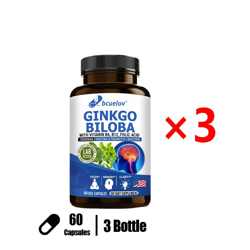 Ginkgo Biloba Capsules - Brain Supplement, Memory Support Supplement, Brain Function, Focus, Concentration