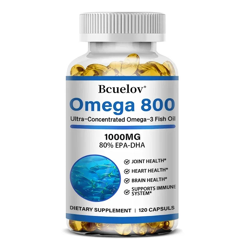 Bcuelov Fish Oil Omega 3 Supplements, 1000mg Softgels, Omega 3 Fish Oil for Healthy Heart, Brain Support, 30/60/120 Capsules