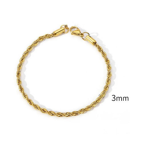 2/3/4/5MM Twisted Rope Chian Bracelet for Woman Man Hip Hop Punk Silver Color Stainless Steel Fashion Jewelry