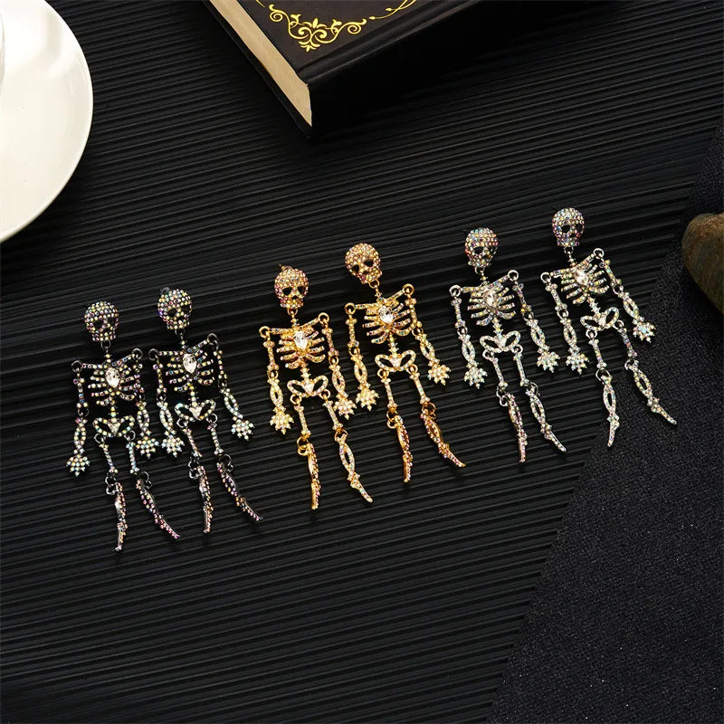 Halloween series skull earrings personalized retro exaggerated design sense women's earrings