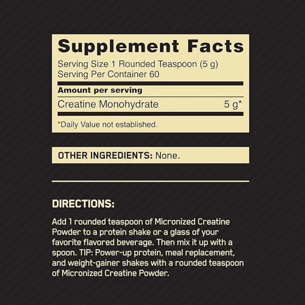 Optimum Nutrition Micronized Creatine Monohydrate Powder Unflavored 60 Servings 300 Grams Packaging May Vary