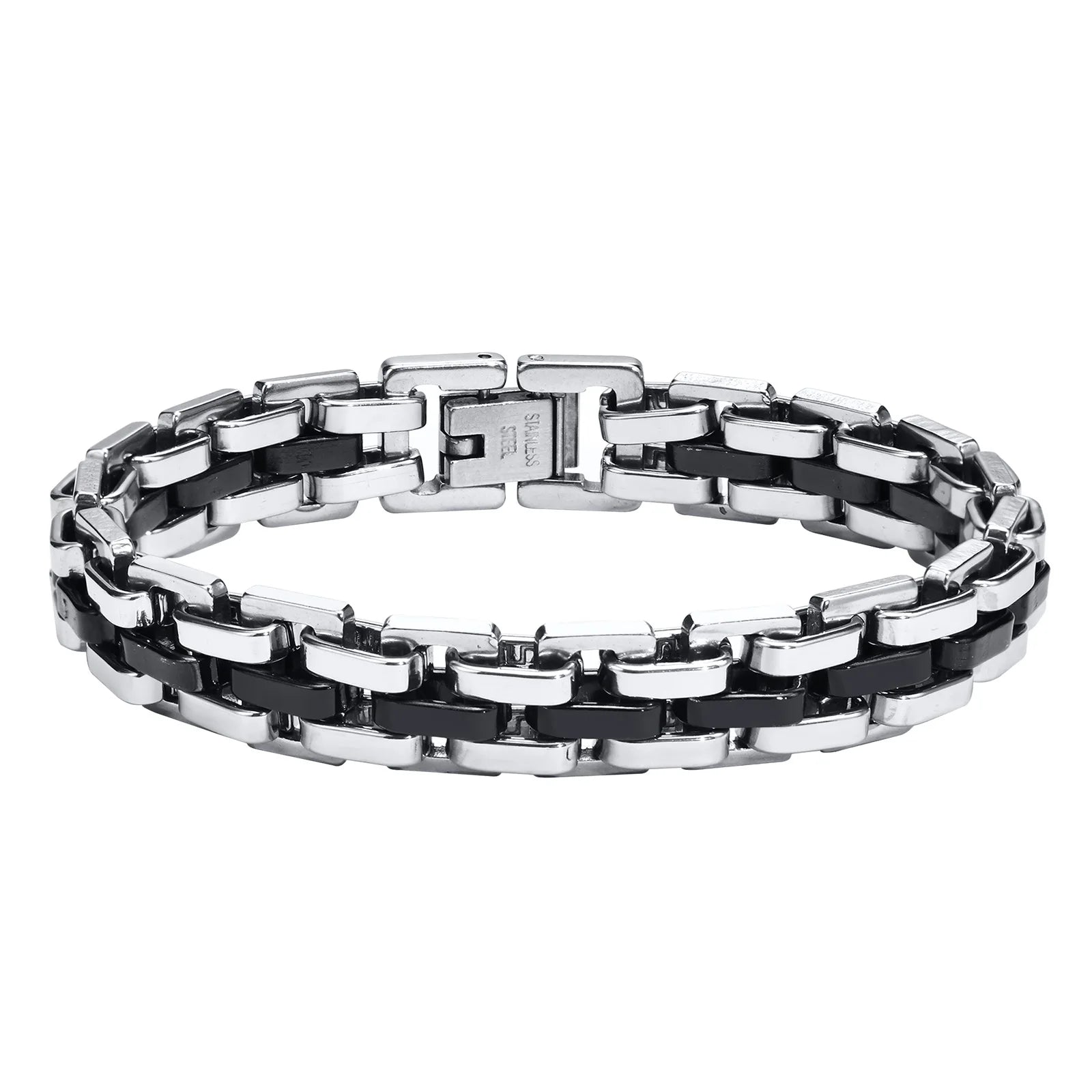 Vnox Stylish Strap Chain Bracelets for Men Gift Jewelry, 10.7MM Wide Stainless Steel Links Wristband, Father's Day Gift Dad